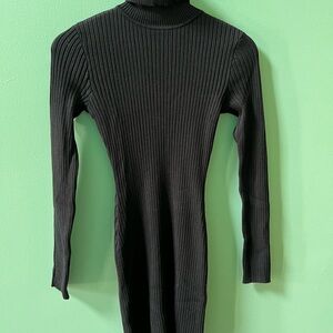 Wild Fable Black Ribbed Turtleneck XXS Fitted Sweater Dress Stretch Knit